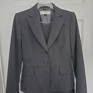 Tahari Grey Pinstripe Skirt Suit